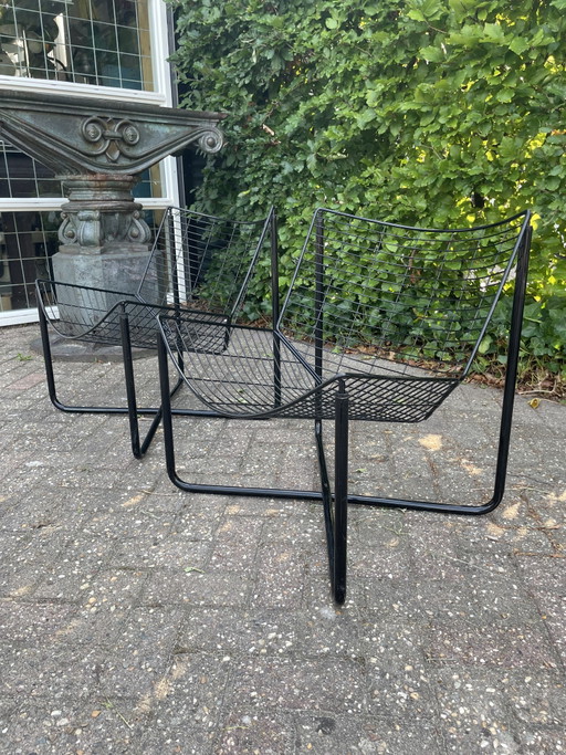 Vintage wire steel armchairs, Niels Gammelgaard 1980s – fauteuils, Metal
