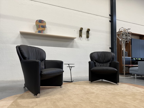 Image 1 of 2 Leolux Excalibur fauteuils zwart leer