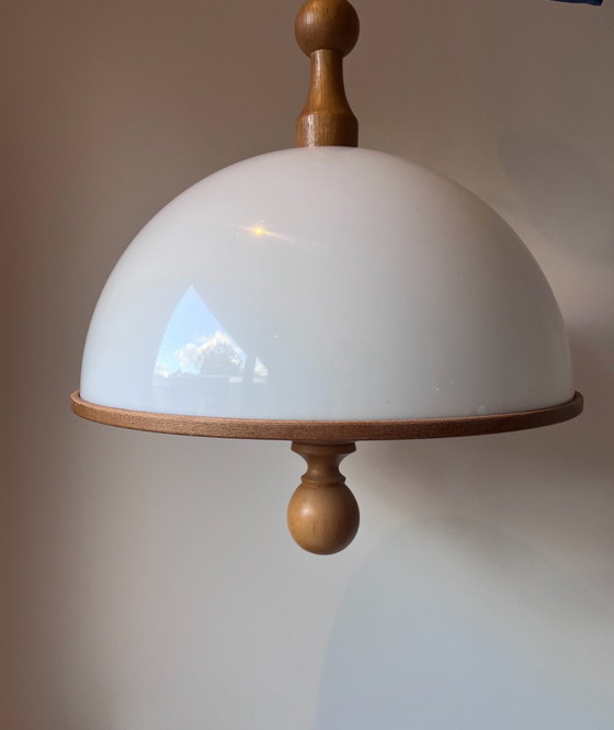 Large vintage Steinhauer pendant lamp acrylic glass and wood, Ceiling lights, Plastic, Brown (photo 5 of 7)