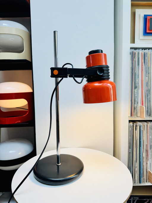 Vintage Richard Essig Mid-Century Space Age Desk Lamp Orange Black Spotlight (1970s)