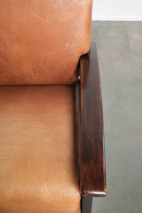 2 begehrenswerte cognacfarbene Rindsleder Art Deco Sessel aus dem 20. Jahrhundert – Leather (photo 9 of 13)