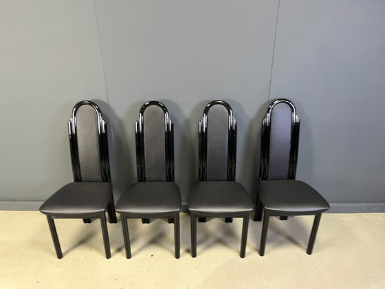 Image 1 of Postmodern lacquered wood italian dining chairs, 1980s