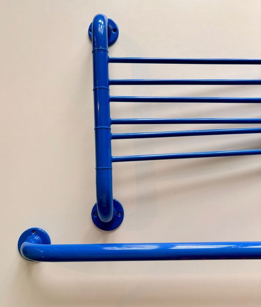 Vintage bathroom set - towel rack - industrial style painted metal