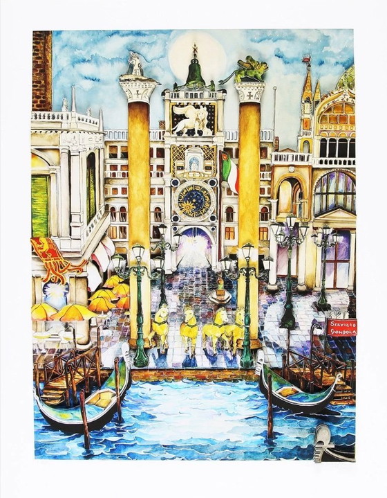 Image 1 of Linnea Pergola: "Cuatro caballos de San Marcos". Giclée, firmada a mano. Edición 28/50, 2019.