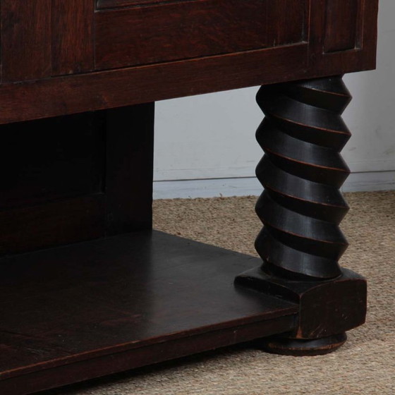 Image 1 of Credenza in rovere e ottone, lavorazione bretone degli anni '40