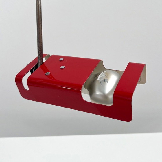 Image 1 of Rote Spinnen-Schreibtischlampe von Joe Colombo für Oluce, 1970er Jahre