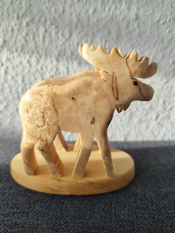Image 1 of Handmade birchwood napkin holder – moose shape | Finland