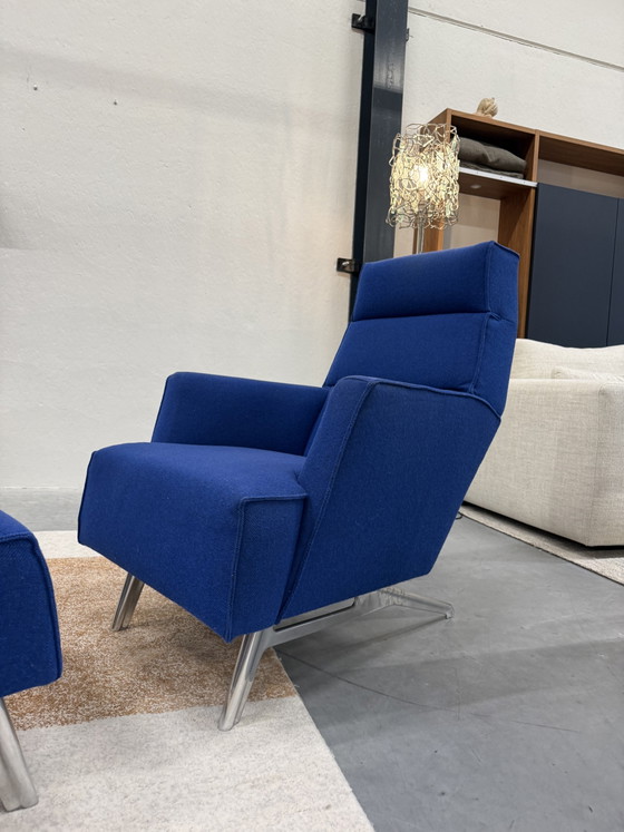 Image 1 of Design on Stock Solo fauteuil met Hocker blauw stof 