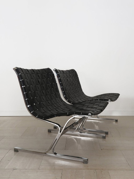 Fauteuils Luar de Ross Littell pour ICF De Padova, Italie, années 60, lot de 2