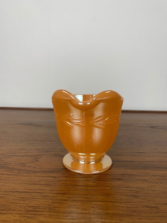 Image 1 of Lattiera Fire King USA, arancione perlato, vetro di latte vintage, 1950