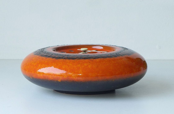 Image 1 of Vintage wall clock, Space Age, Fat Lava ceramic, Kienzle Orange, 60s/70s retro