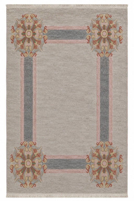 Alfombra auténtica de lana anudada a mano con diseño "Kangri" de Nepalí/Katmandú (281x246 cm) con CERTIFICADO (1988), excepciona