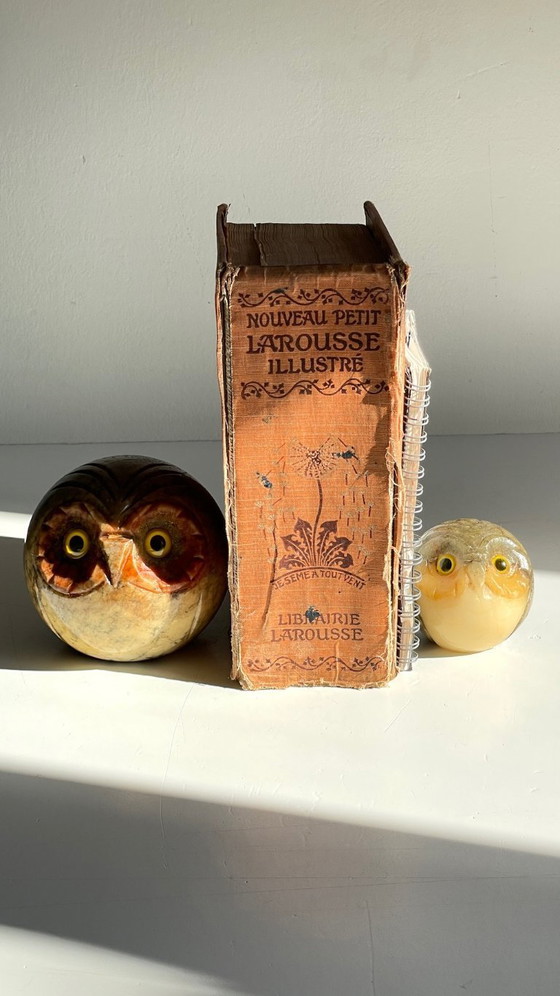 Image 1 of Fermalibri vintage a forma di gufo in marmo