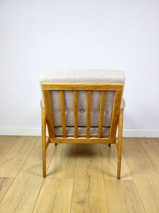 Image 1 of PRL armchair "Stefan" wooden oak vintage beige boucle