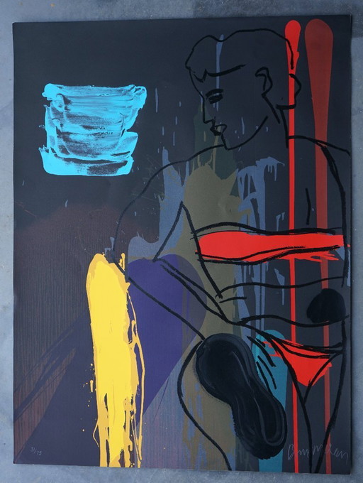 Bruce McLean, Sans titre, estampe signée. Années 1990