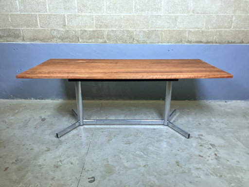 Vintage Dining Table Chrome Solid cherry industrial