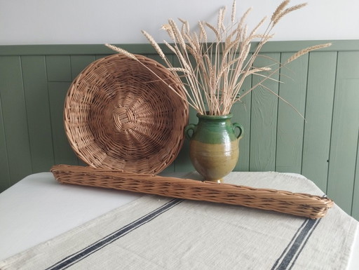 Antico grande cesto da panettiere in vimini intrecciato - Baguette