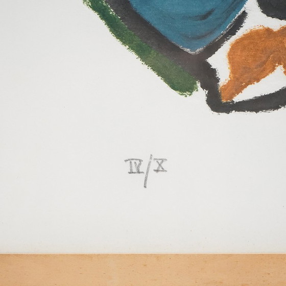 Image 1 of Ansgar Elde, monotype gravure en houtsnede van een monotype voor Il Bostrico, jaren 1990