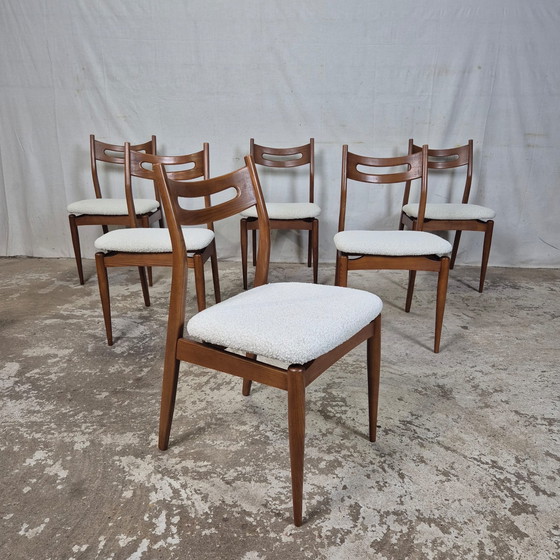 Image 1 of 6 vintage Danish design dining chairs 1960s-70s Bouclé