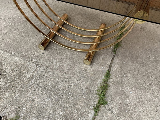 Brass and Glass Dining Table, Italy, 1970s – Hollywood Regency (photo 3 of 5)