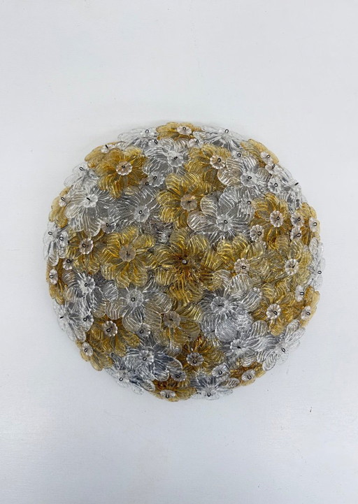 Barovier & Toso Wall Sconce / ceiling lamp , Millefiori flowers , Italy , 1970s
