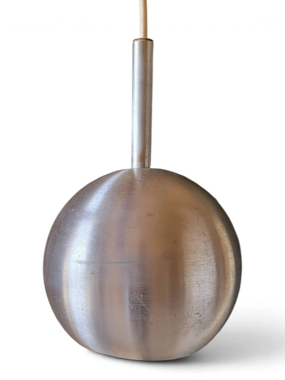 Pendant lamp "Eyeball" in brushed aluminium, Space Age (photo 5 of 12)