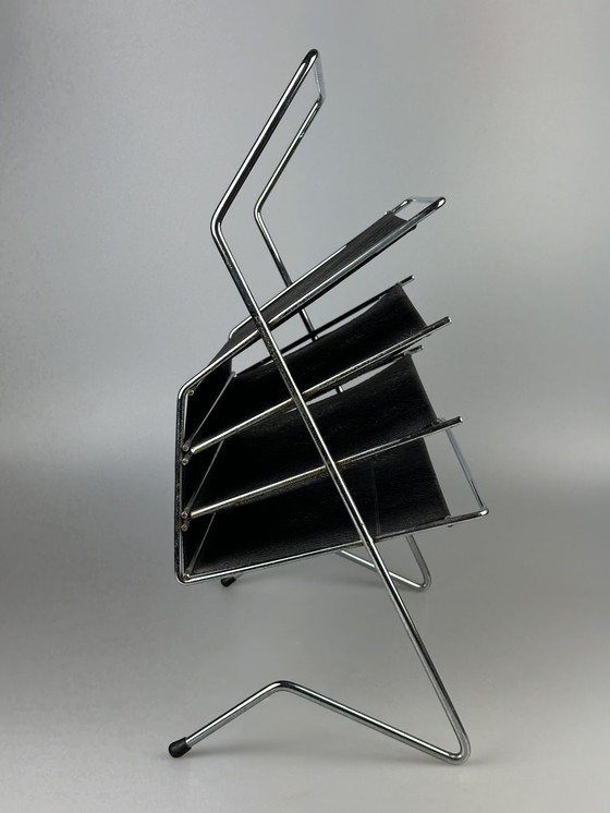 Image 1 of 60s 70s krantenhouder Krantenrek metaal plastic Space Age