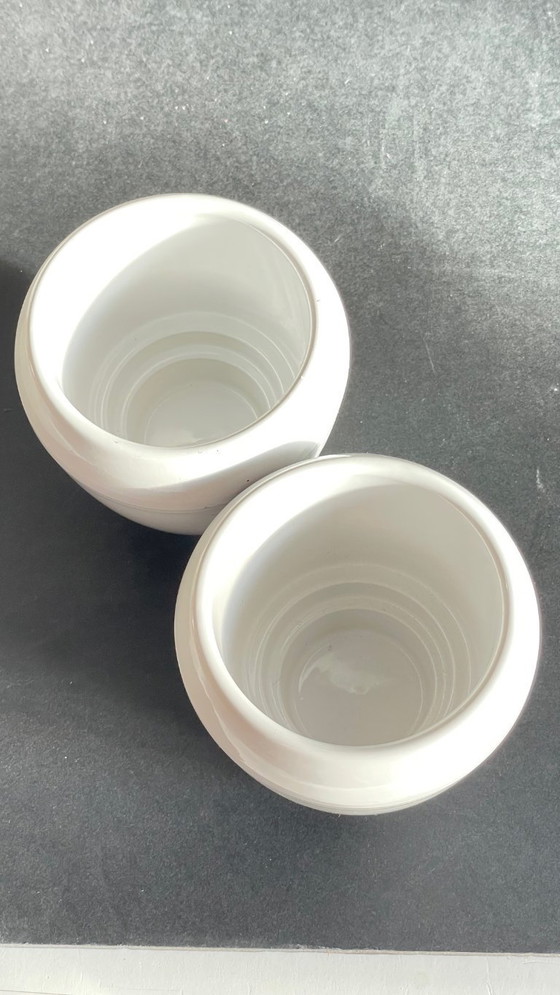 Image 1 of Pair of White Ceramic Candlesticks