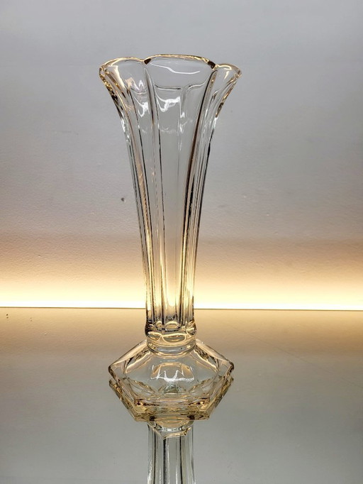 Val Saint Lambert Art deco Vase, Luxval Serie Modell Américain L, transparente Farbe, Belgien