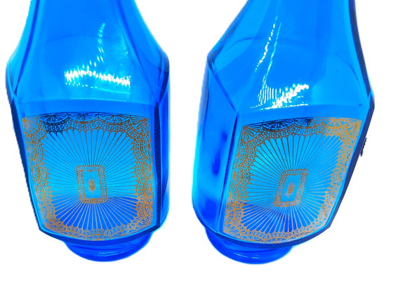 Image 1 of Set of 2 pieces Cobalt blue Carafes / Decanters - Made in Belgium