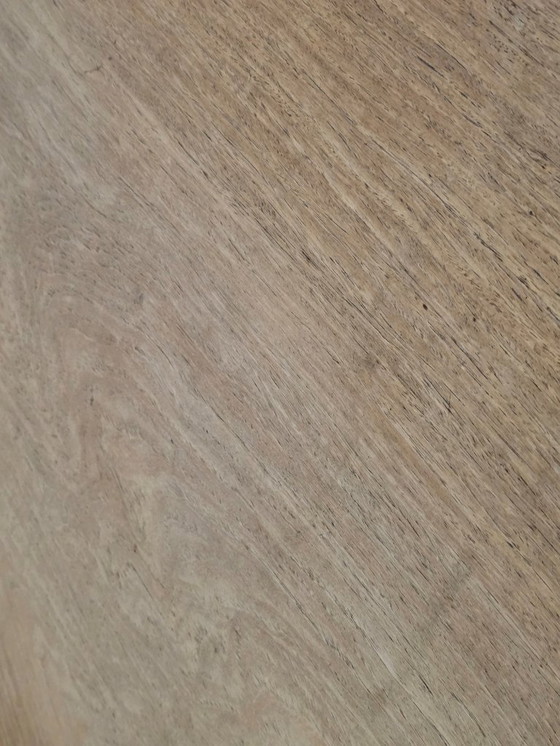 Image 1 of Very solid,  beautiful dining table for sale, oak wood, with solid black, iron frame 