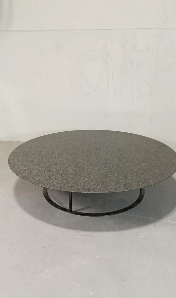 Image 1 of Postmodern round granite top coffee table 
