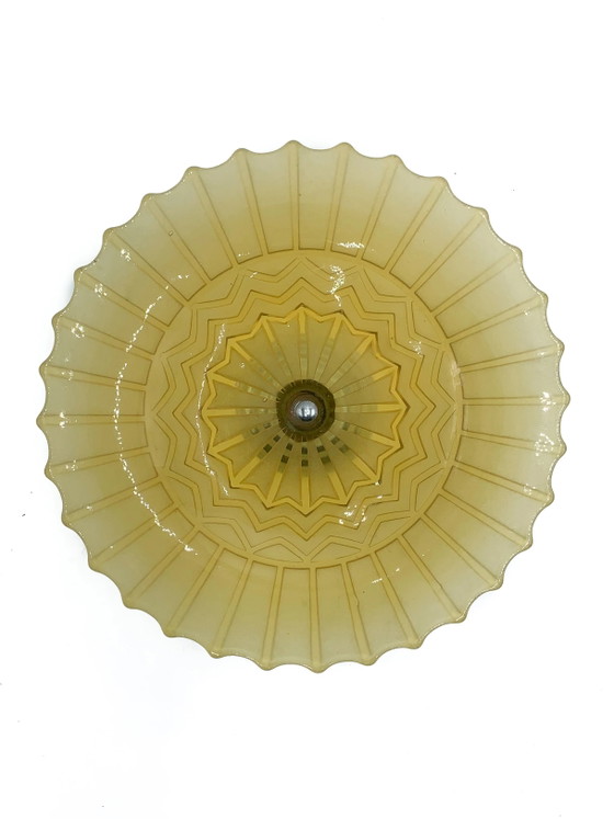 1950s Yellow Bohemian Glass Cake Stand, Crockery (photo 3 of 5)