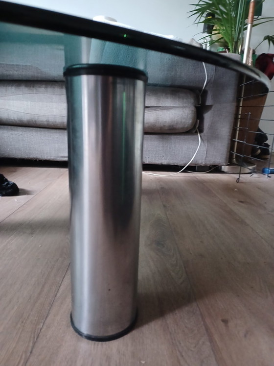 Marcuso Round Coffee Table / Lounge Table – Marco zanuso, polished steel, Glass (photo 4 of 6)