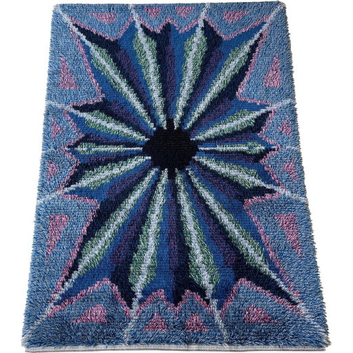 Alfombra vintage escandinava de lana Rya, Suecia, 1960