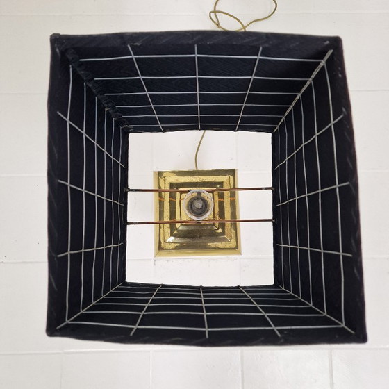 Image 1 of Paar grote Italiaanse Regency stijl tafellampen - Messing en hout met zwarte kappen