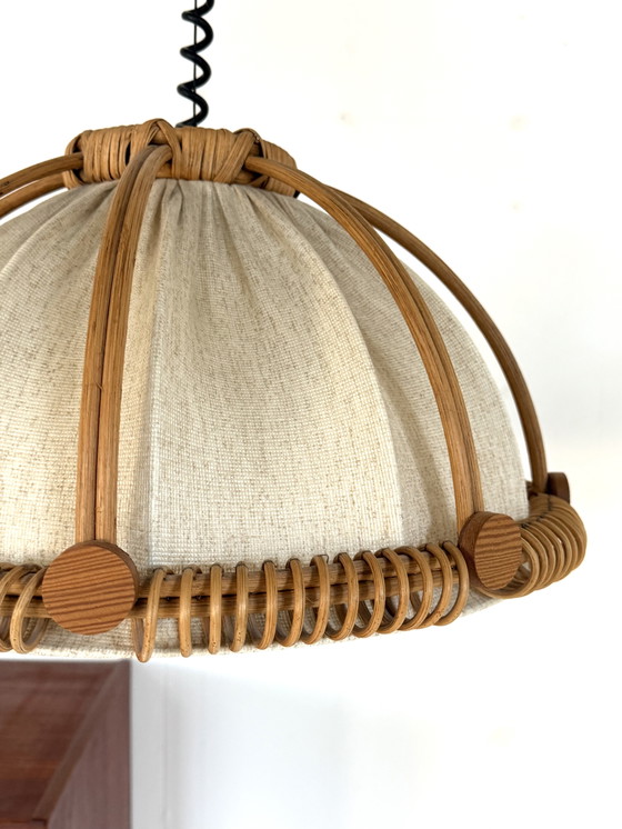 Image 1 of Suspension vintage en rotin des années 60