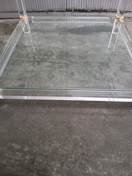 Image 1 of Hollywood Regency side table in plexiglass and glass 1970s