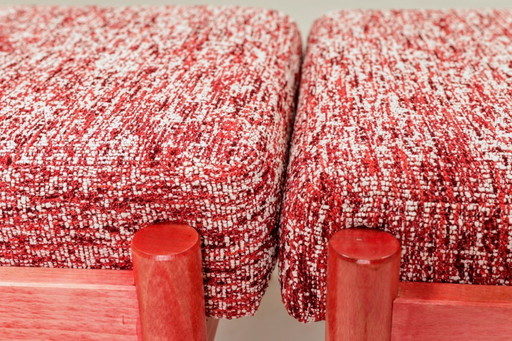 Kinderstoeltjes, lage krukjes, krabrood koraal, set van 2