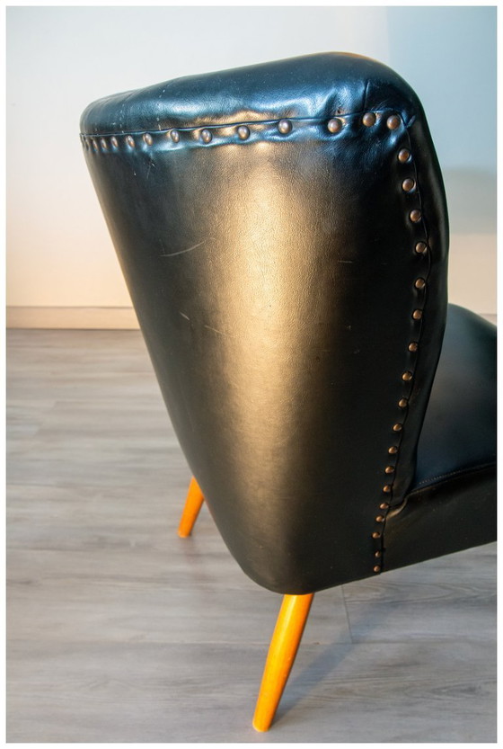 Image 1 of Fauteuil cocktail noir année 50