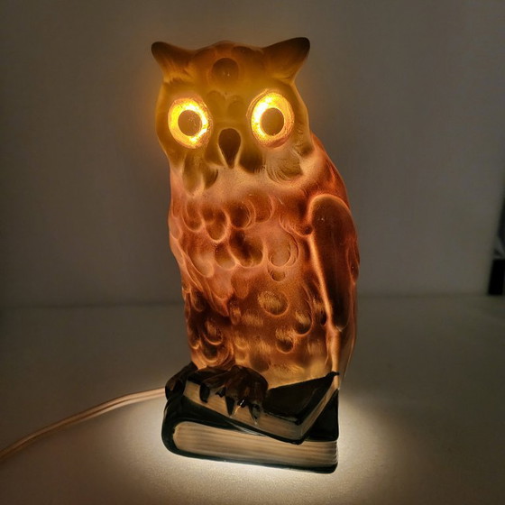 Image 1 of Lampada/luce notturna vintage a forma di gufo in ceramica, anni '50-'60, Germania