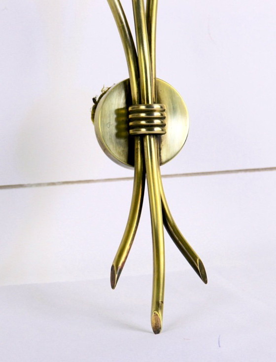 Image 1 of Mid-Century Mid-Century Messing & Lucite Blumen-Wandlampen, Maison Jansen, Frankreich Stephan M. Art Design Desire