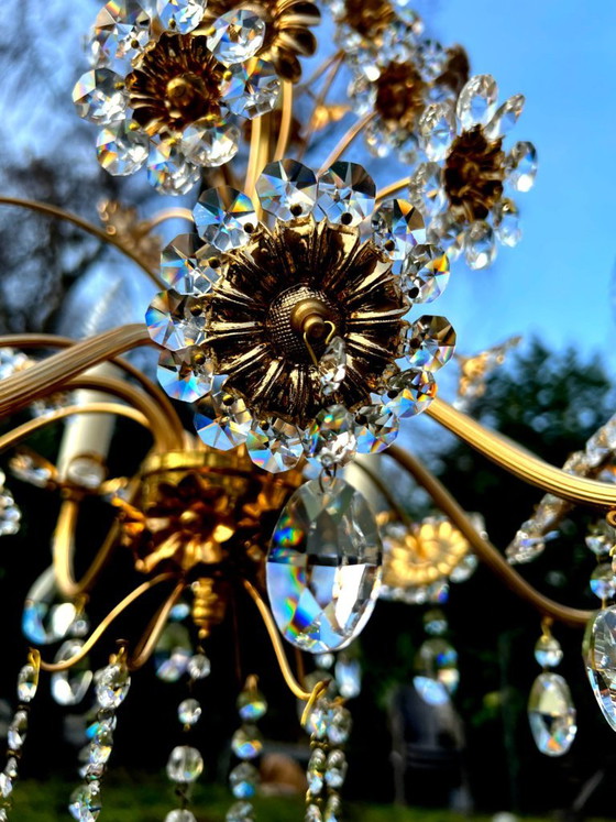 Antiker Palwa Kristallblüten Kronleuchter – Crystal (photo 3 of 5)