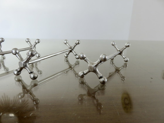 Image 1 of Série de 4 Porte Couteaux, Design, en Métal Argenté, 1970