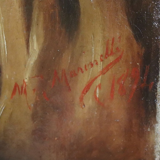Image 1 of Oil Painting on Canvas, Male Portrait, Signed M. Marinelli dated 1894