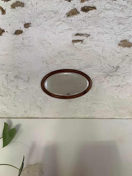 Oval wooden and stucco wall mirror – Scandinavian (photo 2 of 6)