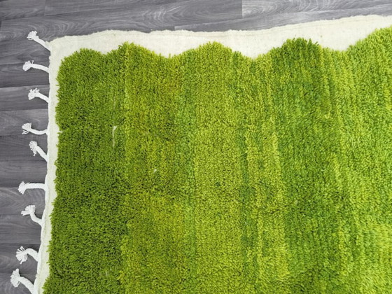 Image 1 of Teppich aus grünem Marokkanisch und Naturleinen, 300 m x 200 cm
