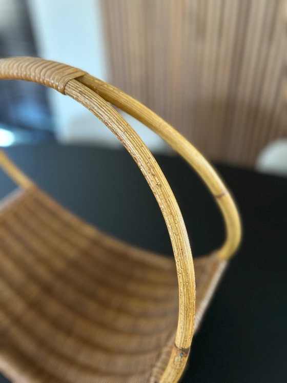 Image 1 of Vintage rotan en bamboe lectuurbak/krantenbak