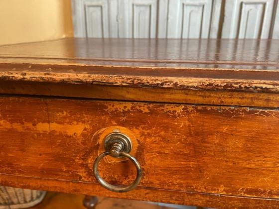 Image 1 of 19th Century Desk Worktable Leather And Inlaid With Gold Leaf