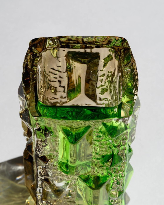 Image 1 of Czech Brutalist Glass Vase Attributed to Vladislav Urban or Rudolf Jurnikl SKLO